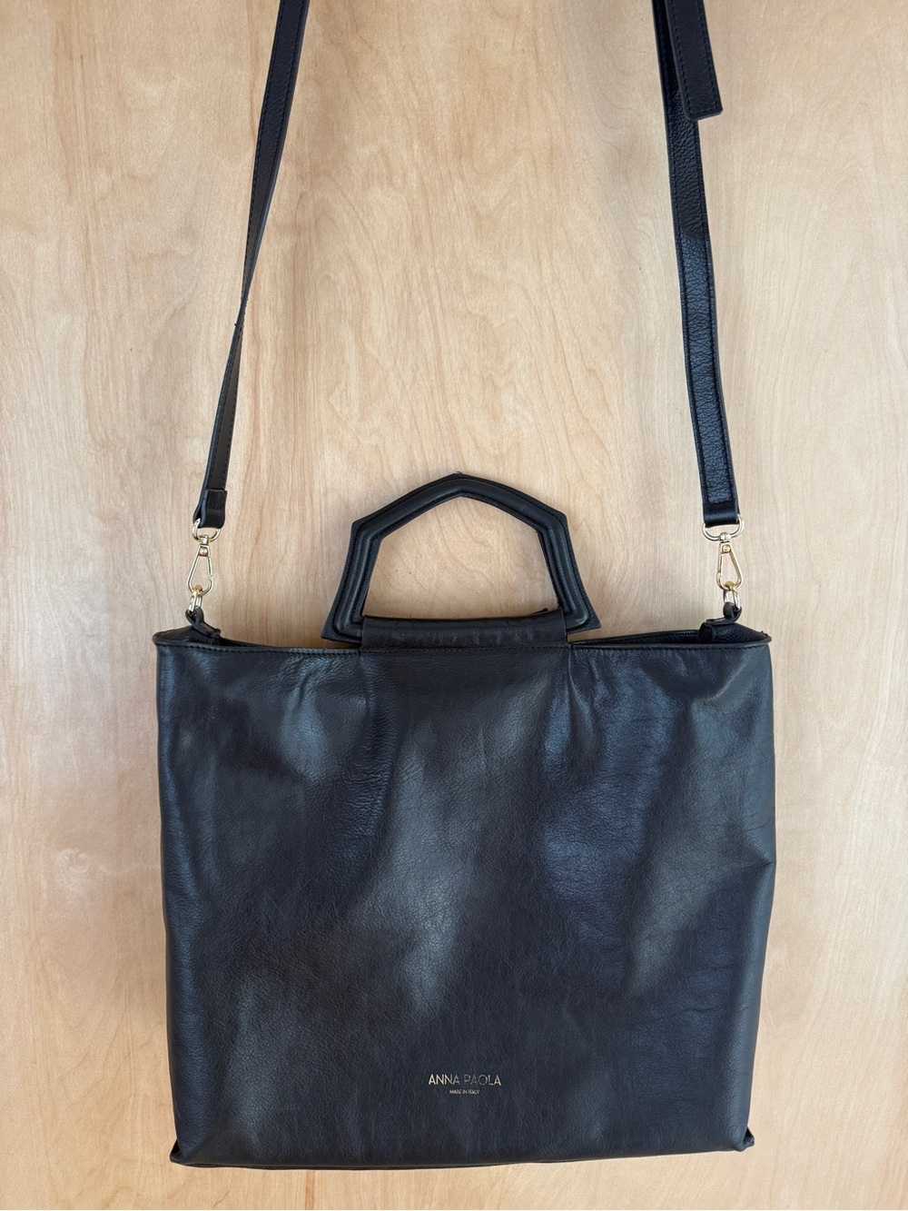 Anna Paola Italian Leather Convertible Tote - Picture 6 of 14